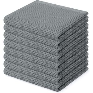 Paños de Cocina 100% Algodón con Tejido Waffle, Ultra Suaves, Absorbentes y de Secado Rápido, 12 x 12 Pulgadas, Paquete de 8 en Gris - Product Image 1