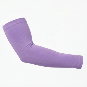 Manchons de cyclisme unisexes en spandex et polyester violet, anti-UV, protection solaire, séchage rapide, logo personnalisé, pour sports de plein air - Product Image 2