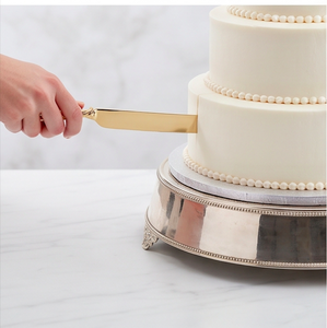 Spatule et couteau à gâteau en acier inoxydable finition dorée, outils de service en métal pour cérémonie de mariage - Product Image 5