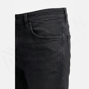 Jean en denim coupe droite délavé foncé pour homme, taille haute, coupe slim, en coton, style décontracté, pantalon d'automne - Product Image 5
