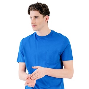 เสื้อยืดผู้ชายสีน้ำเงินคลาสสิก ผ้าฝ้ายเนื้อนุ่ม สวมใส่สบาย มีกระเป๋าหน้า เหมาะสำหรับใส่ลำลองในชีวิตประจำวัน - Product Image 3