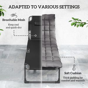 Set di 2 Chaise Longue Pieghevoli Grigio Scuro con Schienale Regolabile in 5 Posizioni, Cuscini e Tasca Laterale per Prendere il Sole a Bordo Piscina - Product Image 5