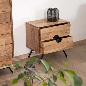 โต๊ะข้างเตียงวานดาน่า โกลเด้น คราฟท์ พร้อมลิ้นชัก 2 ช่อง ทำจากไม้กระถินเทศธรรมชาติ - Product Image 4