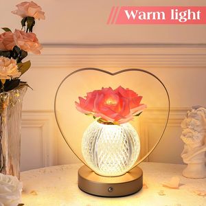 Rechargeable Cordless <b>LED</b> Touch <b>Night</b> <b>Light</b> 3-Colour Infinitely Dimming Rose Flower Lamp Birthday Gift for Women - Product Image 2