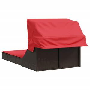 Tumbona Doble de Ratán Sintético Marrón para Patio, Muebles de Exterior Elegantes - Product Image 5