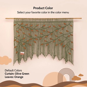 Décoration murale en macramé la plus vendue, motif de feuillage vert, forme irrégulière, décoration intérieure pour chambre à coucher - Product Image 2