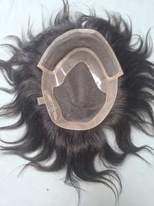 Toupee de Cabello Humano con Base de Encaje, Cabello Remy Indio, Ondulado Profundo, 130% de Densidad, Diseño Central, 100% Atado a Mano, Nudos Invisibles - Product Image 2