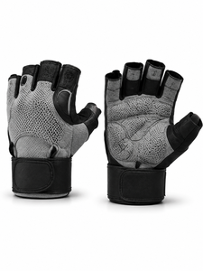 Gants de fitness en cuir unisexe avec logo personnalisé, demi-doigts, antidérapants, respirants, pour la musculation, la gym, la musculation, protection des mains - Product Image 1