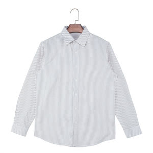 Camisa de Hombre de Verano, Transpirable, de Lino y Algodón, Satén, Lisa, de Manga Larga, Casual, Antiarrugas, con Cuello Camisero, 160g - Product Image 1