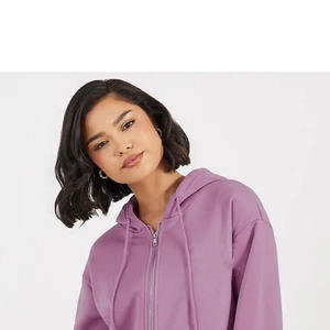 เสื้อฮู้ดซิปผู้หญิงแบบสั่งทำพิเศษ ผ้าฝ้ายฟลีซ 100% ป้องกันขนร่วง ระบายอากาศได้ดี มีโลโก้ด้านหน้า สวมใส่สบายในฤดูหนาว ทรงปกติ - Product Image 5