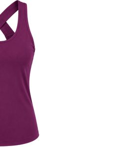 Customized Purple Women <b>Cross</b> Back Yoga Tank <b>Top</b> Breathable Sleeveless Gym Fitness Workout Activewear Sports Running Vest Shirt - Product Image 4