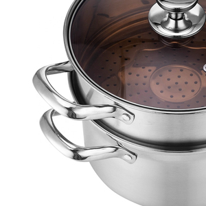 Professional Grade <b>Steamer</b> Pot With Durable Stainless Steel Exterior Multi Layer Base Tempered Glass Lid Comfortable - Product Image 3