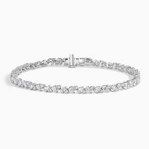 Pulsera de tenis con racimo de diamantes cultivados en laboratorio de 2.19 quilates, oro blanco de 10K, certificado IGI, chapado en rodio, diseño floral para mujer, fina. - Product Image 4