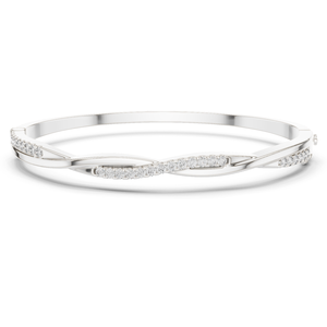 14k <b>White</b> Gold Synthetic Lab Grown Diamond Round Brilliant Cut Luxury Rhodium Plated Nail Bangle <b>Bracelet</b> for Women - Product Image 1