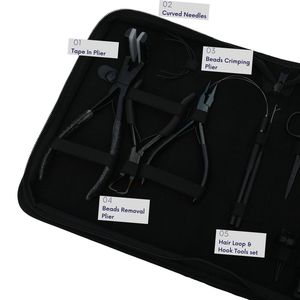 Professional Hair Extension Tools Kit Microbeads Crimping Remover TapeIn Plier Keratin Bond Cutter Hook Loop <b>Comb</b> <b>Parting</b> Finger - Product Image 3