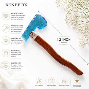 Hacha de Vidrio Obsidiana Acuática Premium Hecha a Mano con Mango de Madera, Propiedades Curativas, Arte de Personaje de TV y Cine de Forma Libre - Product Image 5