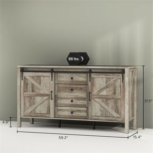 Living Room Buffet Storage Cabinet with <b>Side</b> Panel Cutlery Organizer - Product Image 6