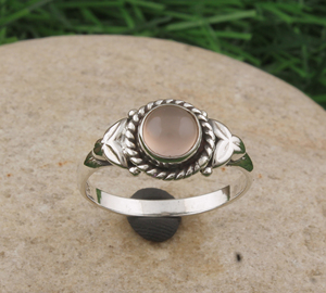 Bague en argent sterling 925 avec quartz rose naturel, bague personnalisée avec pierre précieuse, bague classique pour femme, bijoux fins pour mariage et fiançailles, vente en gros - Product Image 1