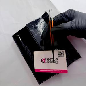 Pince à épiler pour cils 45 Ombre Orange/Noir Argent, à pointe lisse/fibre, en acier inoxydable, acrylique, anti-magnétique, anti-statique, avec prise en main parfaite - Product Image 4