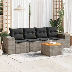 Conjunto de Sofá de Jardín de Ratán Gris de 4 Plazas, Muebles de Exterior Resistentes a la Intemperie, Diseño Contemporáneo - Product Image 1