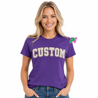 Kaos Wanita Bordir Logo Custom Bernapas Nyaman Berkualitas Tinggi Kerah Bulat Lengan Pendek Rajut 100% Katun untuk Musim Panas