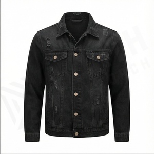 Veste en toile de logo personnalisé de haute qualité pour hommes Veste en jean tendance d'automne Veste baggy en jean avec broderie personnalisée pour hommes - Product Image 1