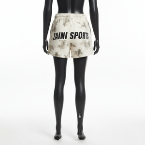 กางเกงขาสั้นผ้าฝ้ายฟลีซเนื้อหนัก 320 GSM สีเทาฟอกกรด พร้อมโลโก้สกรีนแบบกำหนดเอง - Product Image 2