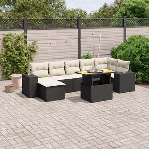 Conjunto de Sofás Modulares Grandes de Ratán PE Negro para Jardín, Elegante Colección de Muebles para Exteriores - Product Image 1
