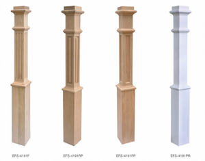 Escalera de madera duradera Tradicional 4191FP Caja de panel plano Newel 55 pulgadas con pirámide intercambiable y tapas planas - Product Image 3