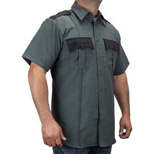 OEM 100% Polyester Two Tone Short Sleeve Men's Workwear Uniform <b>Shirt</b> with Contrast Color Fabrics Pocket Cover & Shoulder Strap - Product Image 4