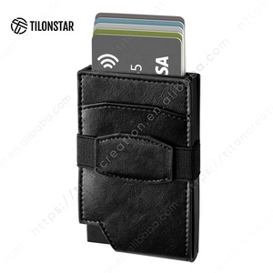 TILONSTAR TVC513 Rfid Pop Up Portatarjetas de aluminio RId Funda para tarjeta de crédito Portatarjetas de cuero Hombres - Product Image 1