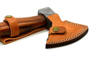 ขวานเหล็กดามัสกัสทำมือพร้อมด้ามไม้สำหรับการเอาตัวรอด - Product Image 6