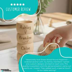 Custom Luxury Wooden Napkin Holder Personalized <b>Name</b> Engraved Round Eco-Friendly Birthday Party Table Decor - Product Image 2