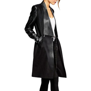 Women's Thick High Street Style Long <b>Top</b> Trending Design Custom Autumn Winter Leather Trench Coat Windproof Eco-Friendly - Product Image 5