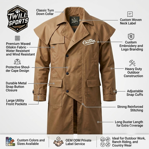 Manteau long imperméable en toile cirée pour femme, style western, fabrication OEM, exportateur d'usine sous marque privée - Product Image 6