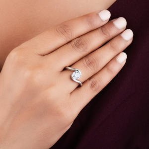 แหวนหมั้นเพชรโมอิส1.02หรูชุบโรเดียมการตั้งค่าความตึงเครียดของบุคคลที่สามที่ได้รับการรับรอง925เงินสำหรับจำนวนมาก - Product Image 6