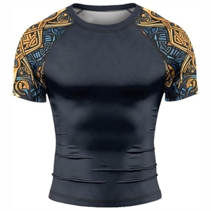 Custom Short Sleeve MMA BJJ Rash Guard <b>for</b> <b>Men</b> <b>Compression</b> Fit Quick Dry UV Protection Sublimated Training <b>Shirt</b> OEM Rash Guard - Product Image 4