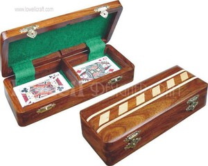 Caja de Cartón Ligera de Madera Maciza Hecha a Mano Lowellcraft, Ecológica, de Alta Calidad, con Diseño de Tablero de Ajedrez Incrustado e Interior de Fieltro Verde - Product Image 3