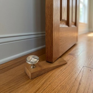 Wooden <b>Door</b> Stopper with Shell Inlay Minimalist Design Floor Mount Entry Use Durable Handicrafts - Product Image 2