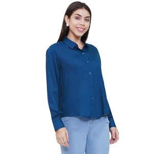 Chemise décontractée unie à manches longues en rayonne pour femme, col chemise, style européen, pour le bureau, vente en gros, logo personnalisé, OEM ODM disponible - Product Image 2