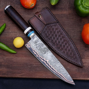 Couteau de Chef de Cuisine en Acier Damas Cuivre Premium, Forgé à la Main, Lame Aiguisée de 8 Pouces, Compatible Lave-Vaisselle, Design Ergonomique, Manche en Bois, OEM - Product Image 4