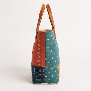 HINDVANTA GLOBAL Patchwork Print Jute <b>Canvas</b> Tote Bag Eco Friendly Leather Handle Large Capacity Women Shoulder <b>Handbag</b> Shopping - Product Image 6
