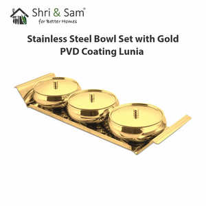 Lunia <b>Stainless</b> <b>Steel</b> <b>Bowl</b> Set with Gold PVD Coating - Product Image 5