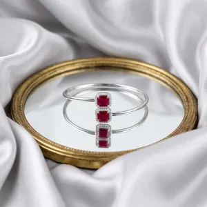 Brazalete de Diamantes y Rubíes en Plata de Ley 92.5 KLSB-20474 - Product Image 2
