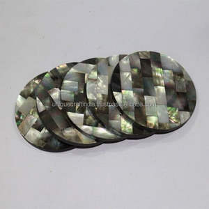 Sous-verres en mosaïque de perles glamour | | Décor de table en incrustation de coquillages artisanaux, ensemble de sous-verres élégants et durables pour la maison - Product Image 4