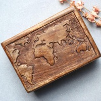 Boîte en bois décorative sculptée à la main de qualité à l'exportation pour bijoux, clés et organisateur de trésors ou cadeaux à bas prix