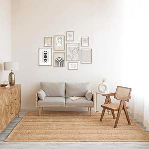 Tapis décoratif en jute tissé à plat avec motifs kilim marocains, fait main, vente en gros, export Inde, tapis de décoration intérieure - Product Image 1