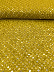 Premium Wave Pattern Embroidered Sequin Mesh <b>Fabric</b> Heavy <b>Weight</b> Metallic Lace Textile for Bridal and Fashion Dresses - Product Image 5