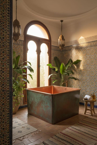 Baignoire japonaise carrée en cuivre, style Ofuro, avec finition patine verte, pour maisons de luxe, villas, hôtels, centres de villégiature - Product Image 6