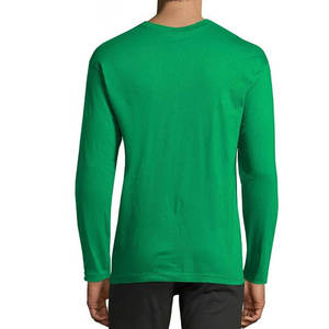 Camiseta de Manga Larga para Hombre 2026, 100% Algodón, Cuello Redondo, Color Verde Oscuro, Precio Razonable, Venta al Por Mayor - Product Image 4